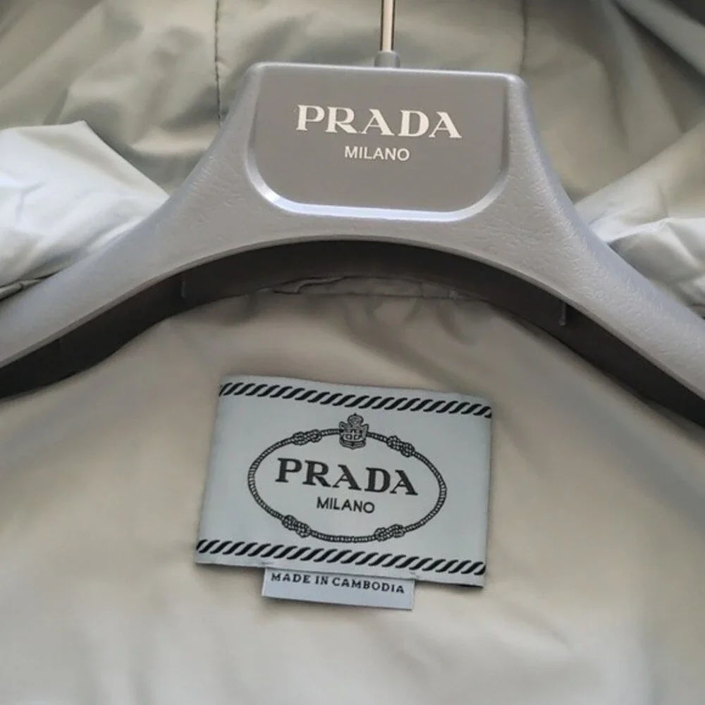 Prada Womens Navy Chic Feminine Edgy Luxury Tan Belted Windbreaker Size 46 - Picture 5 of 7